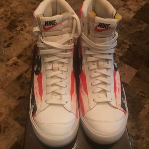 Vintage red white and blue nike high tops